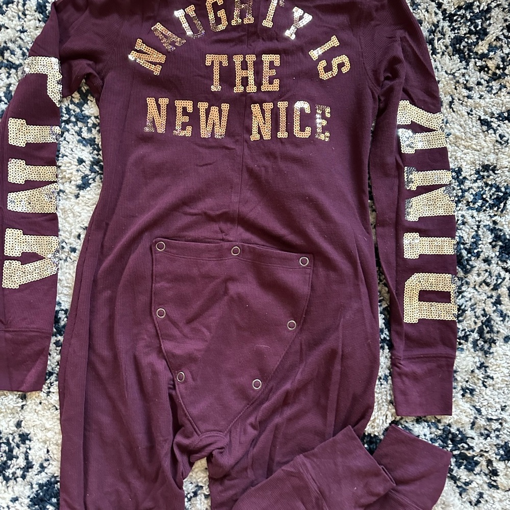Victoria's Secret Pink Bling Maroon Onesie - Picture 9 of 13